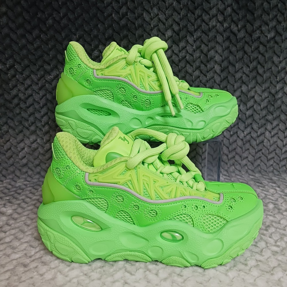 Puma La France RNNR Junior Basketball Sneakers Shoes Green Glare Neon Size 4
